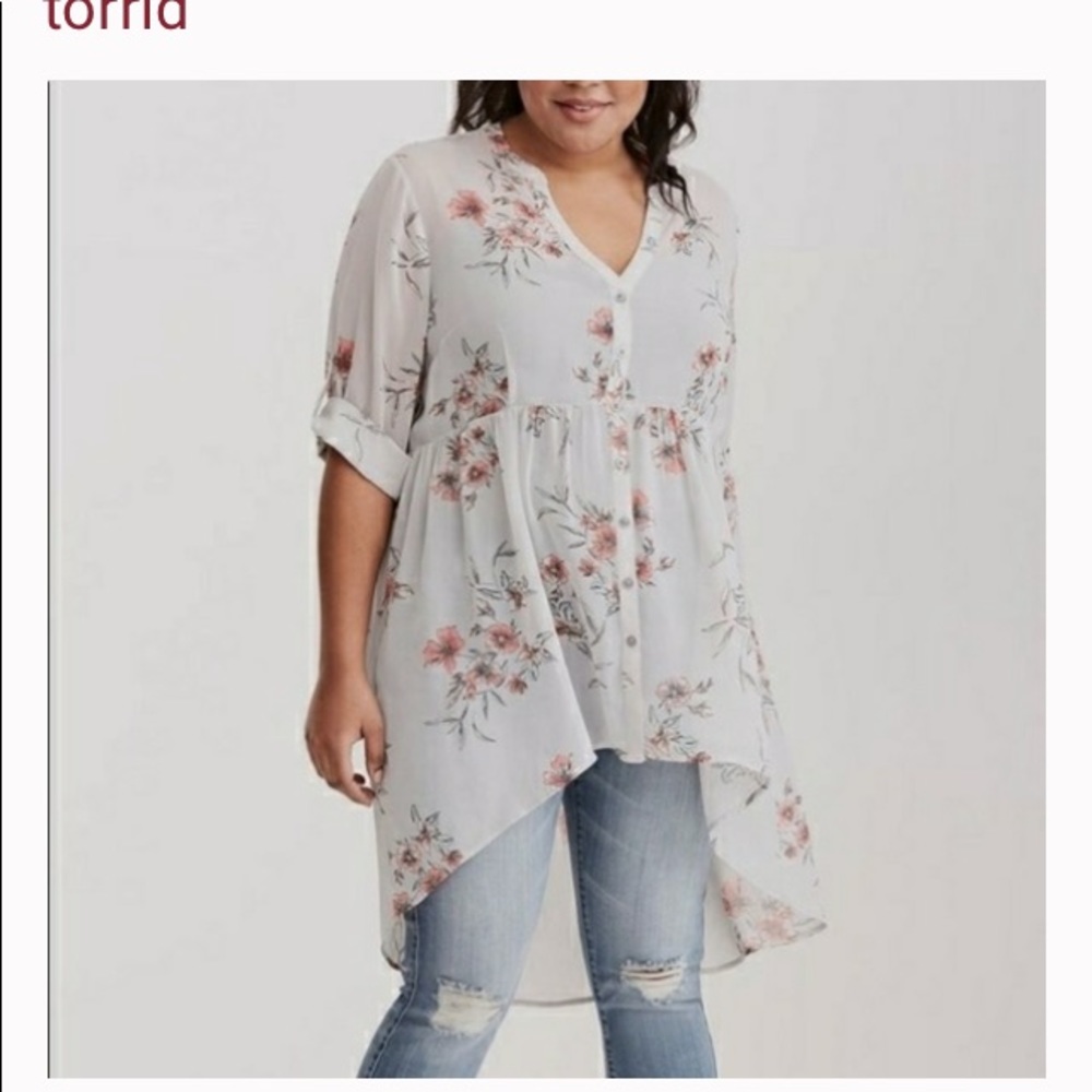 TORRID Sheer High Low Tunic Top